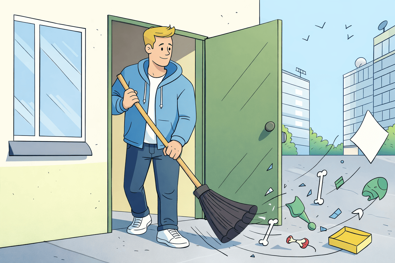Иллюстрация глагола sweep
